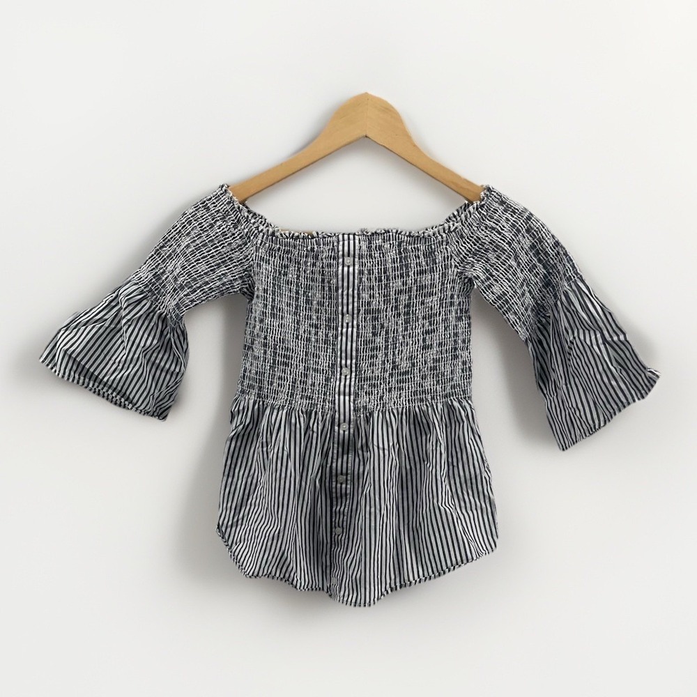 Abercrombie & Fitch Women's Top Size S Off Shoulder Striped Smocked
